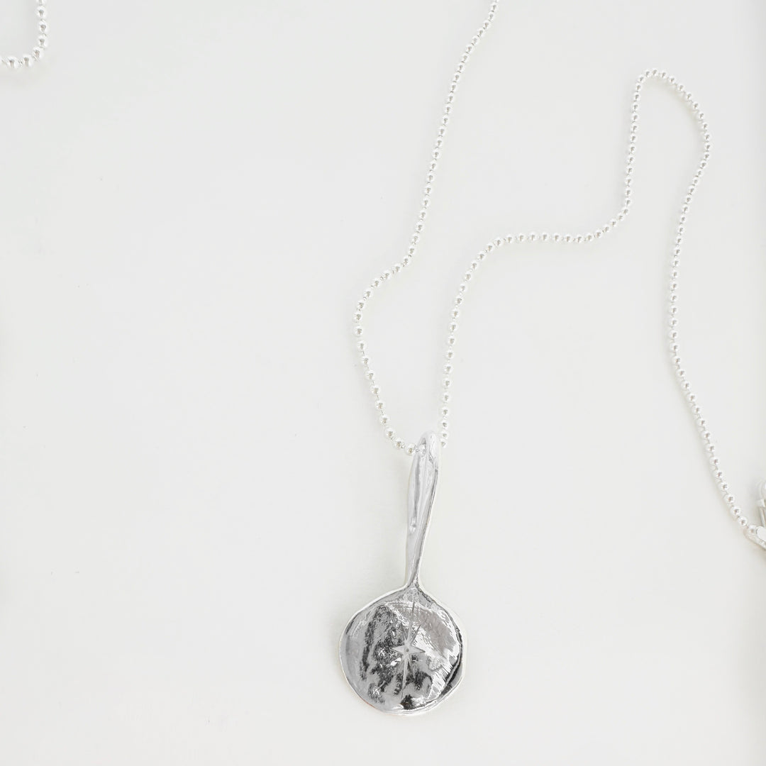 North Star Round Silver Necklace