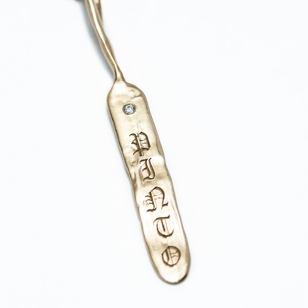 Elongated Oval ID Coin with Diamond