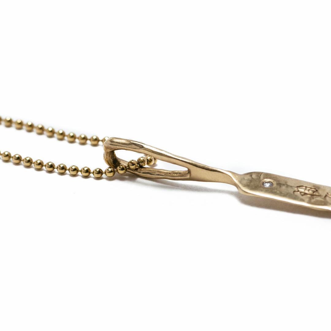 Elongated Oval ID Coin with Diamond