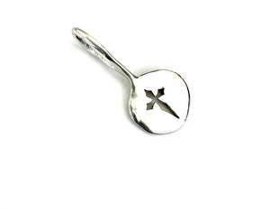Round Cut-Out Silver Cross Charm