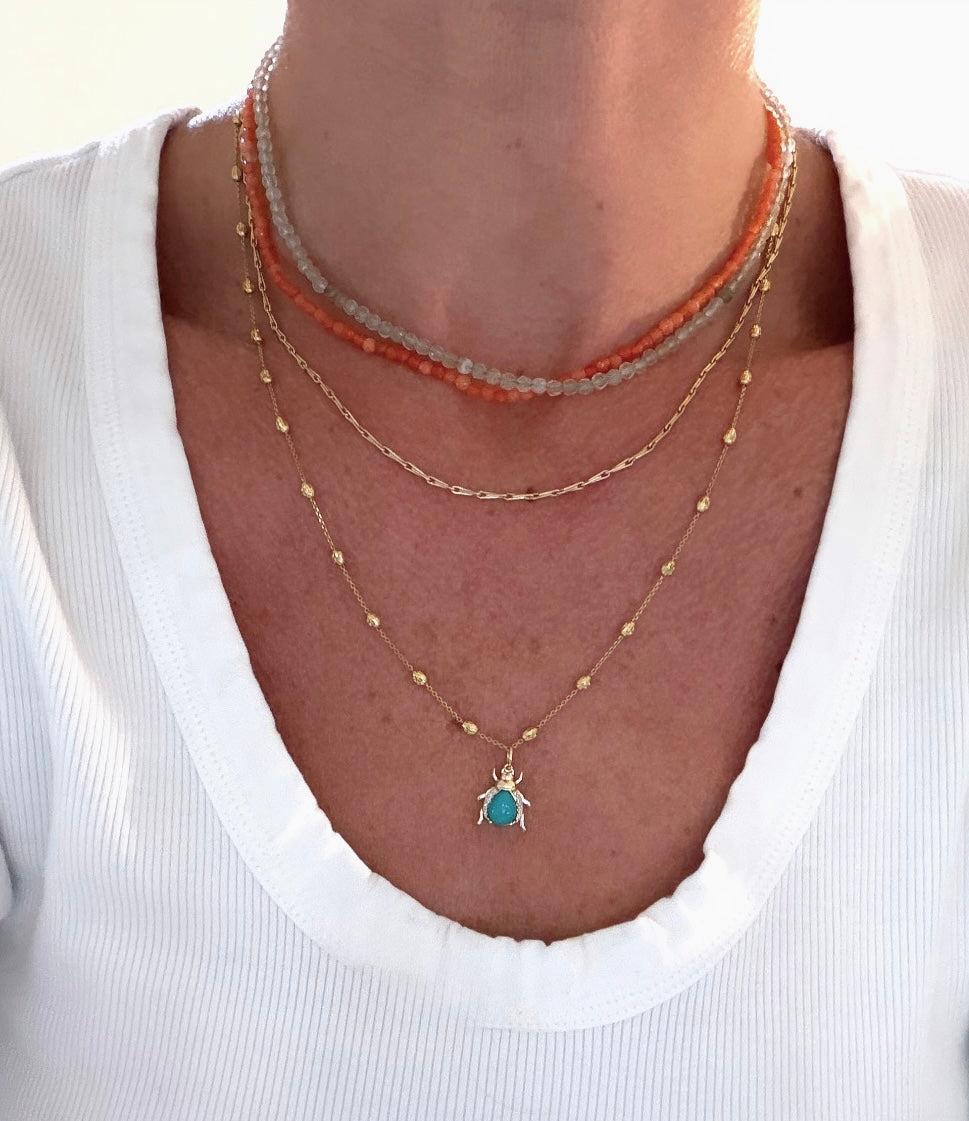 Turquoise and Diamond Beetle Charm