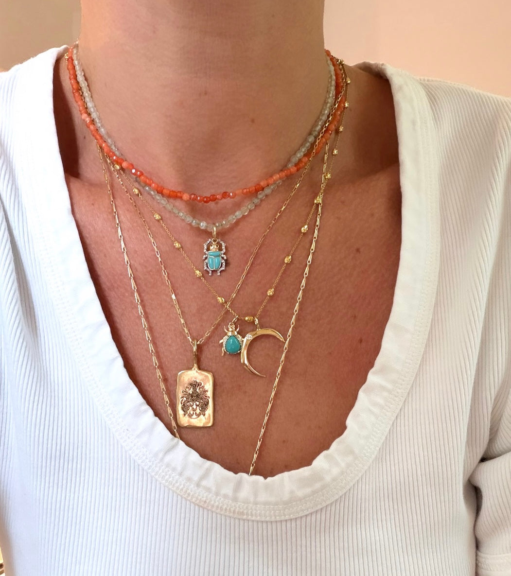 Turquoise and Diamond Beetle Charm