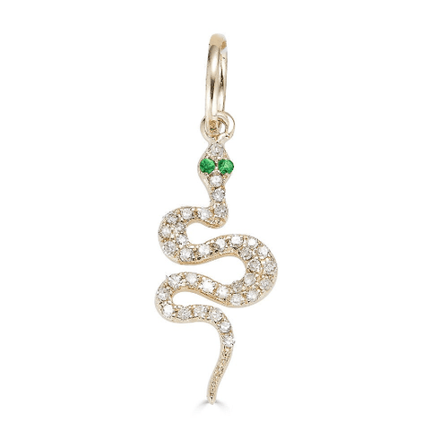 Pave Diamond and Emerald Serpent Charm