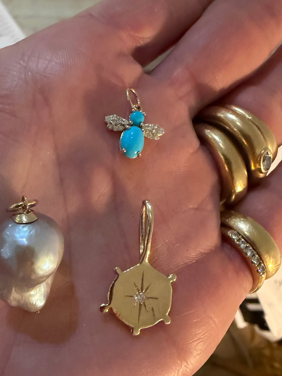 Turquoise & Diamond Bee Charm