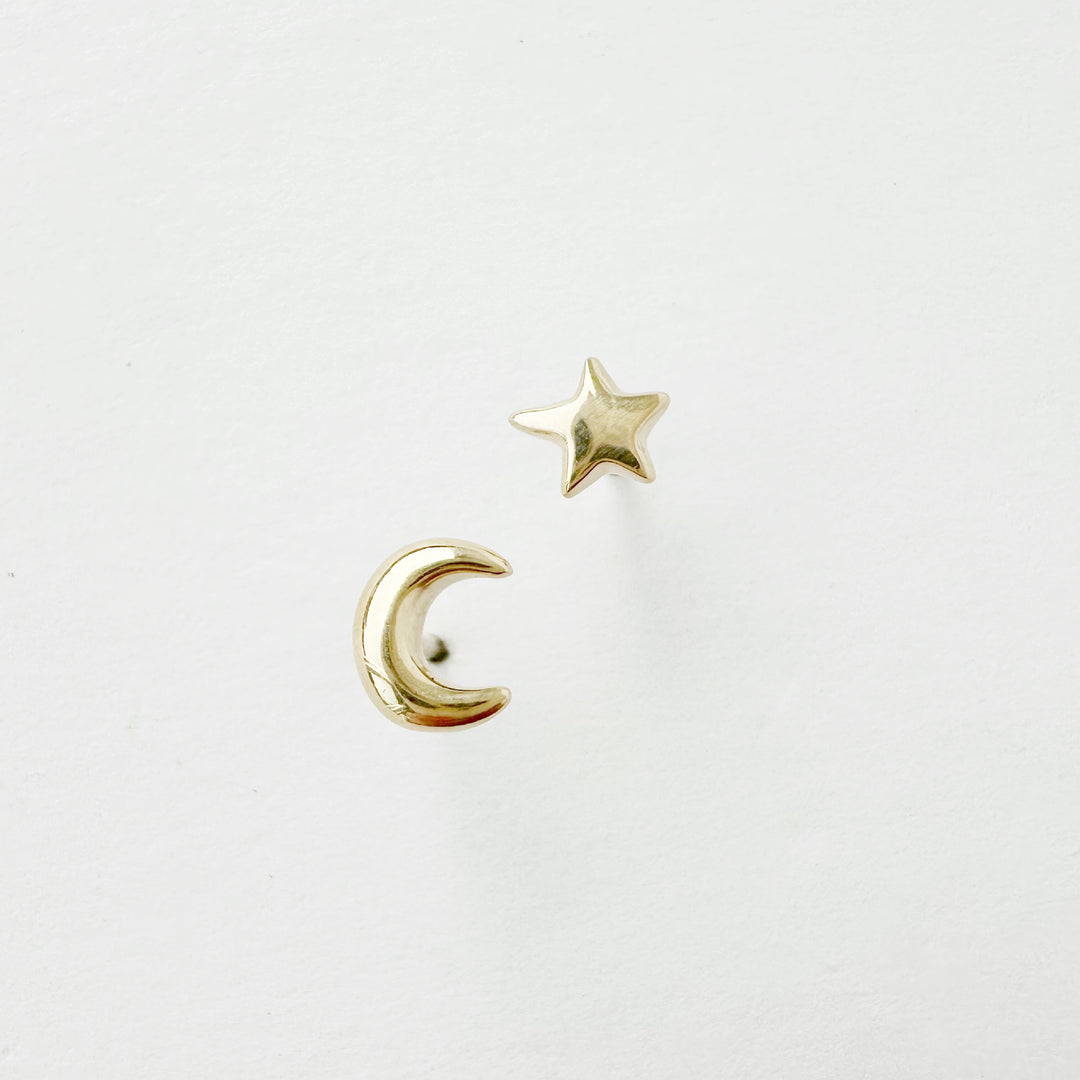 Tiny Star or Tiny Moon Studs