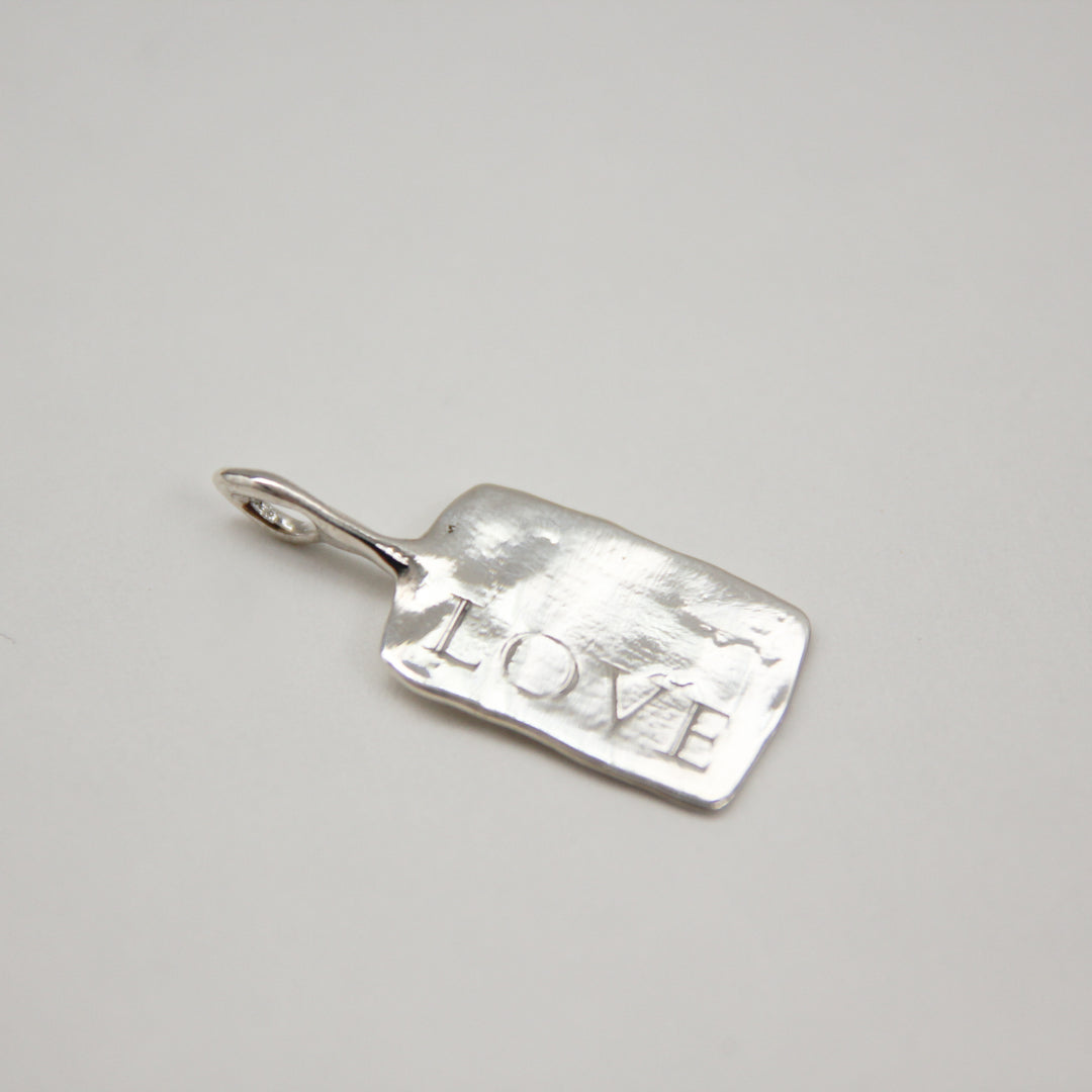 Rectangle Love Silver Charm