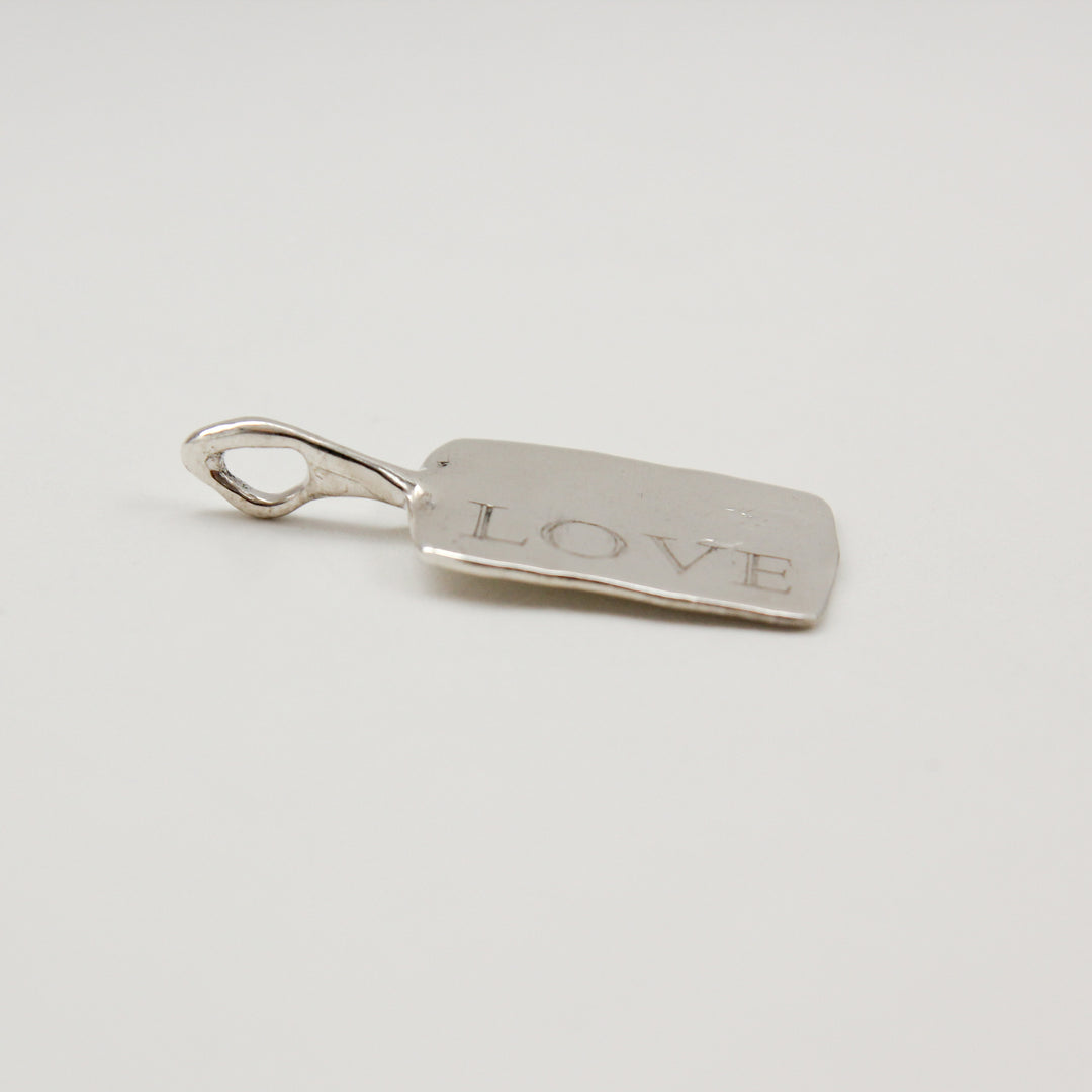 Rectangle Love Silver Charm