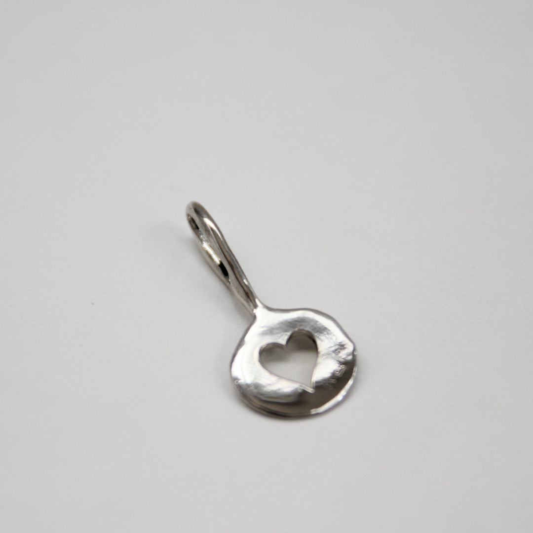 Round Cut-Out Silver Heart Charm