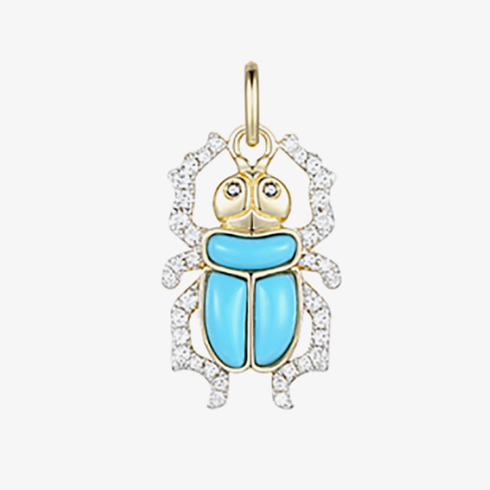 Turquoise and Diamond Scarab Charm