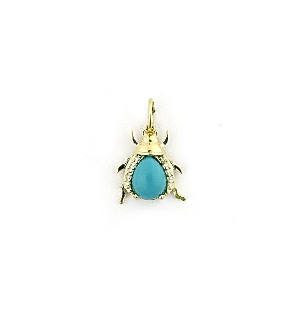 Turquoise and Diamond Beetle Charm