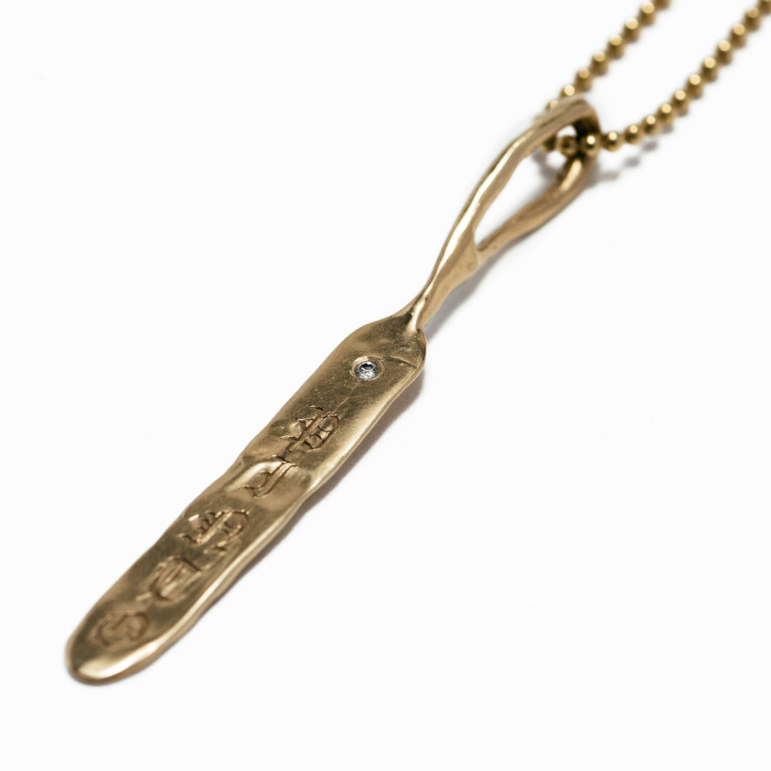 Elongated Oval ID Coin with Diamond Necklace