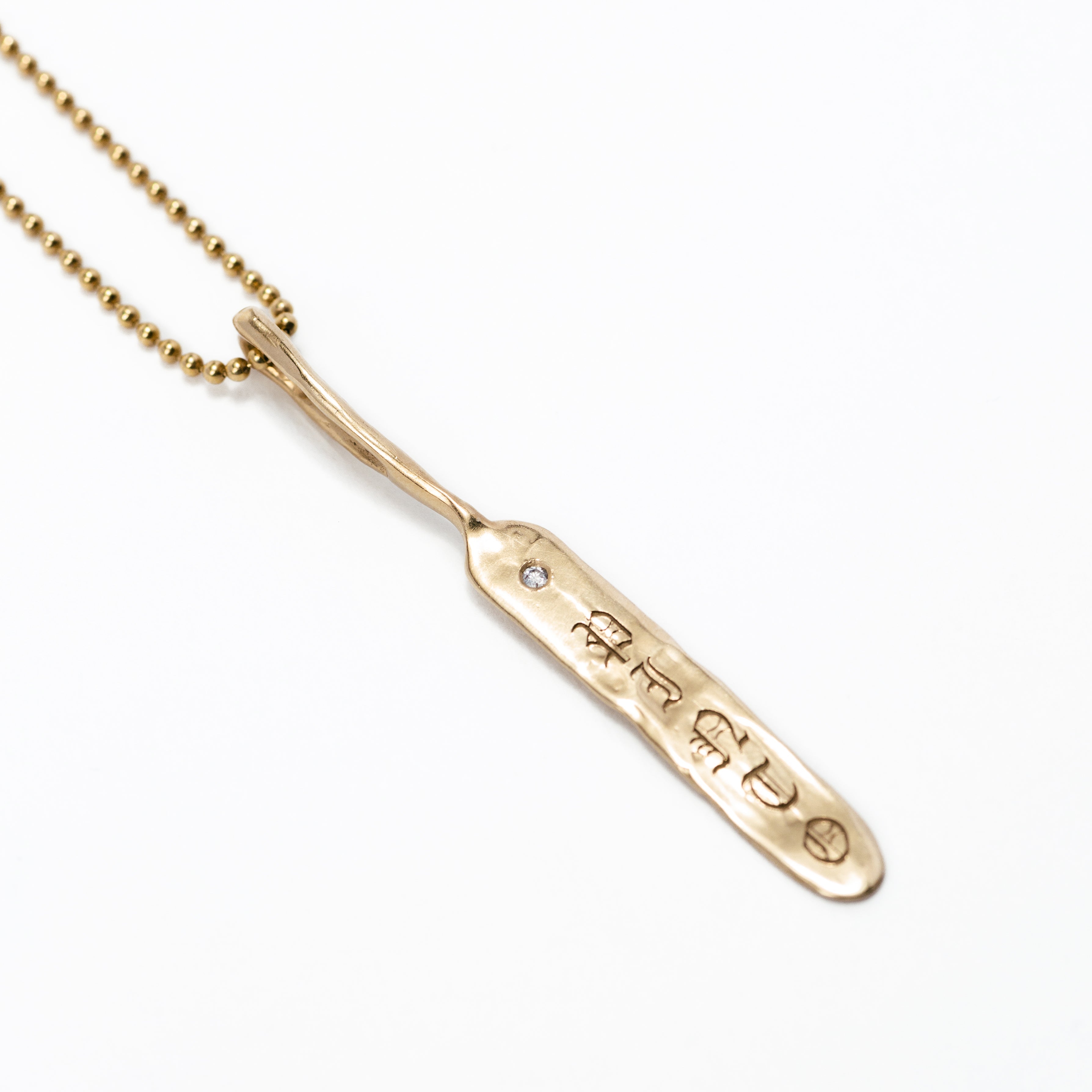 Elongated Oval ID Coin with Diamond Necklace