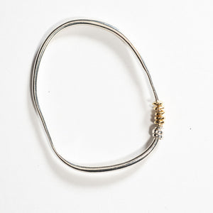 Silver and Gold Spindle Bangle