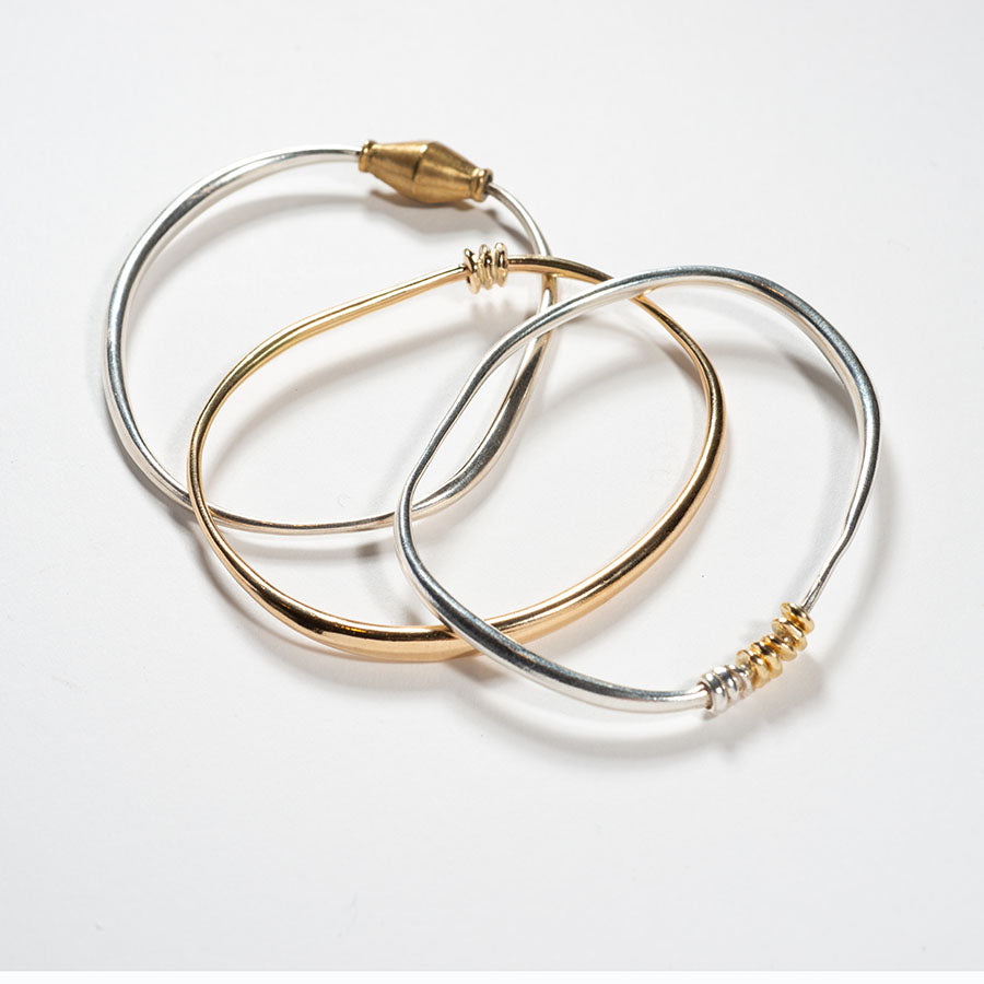 Silver and Gold Spindle Bangle